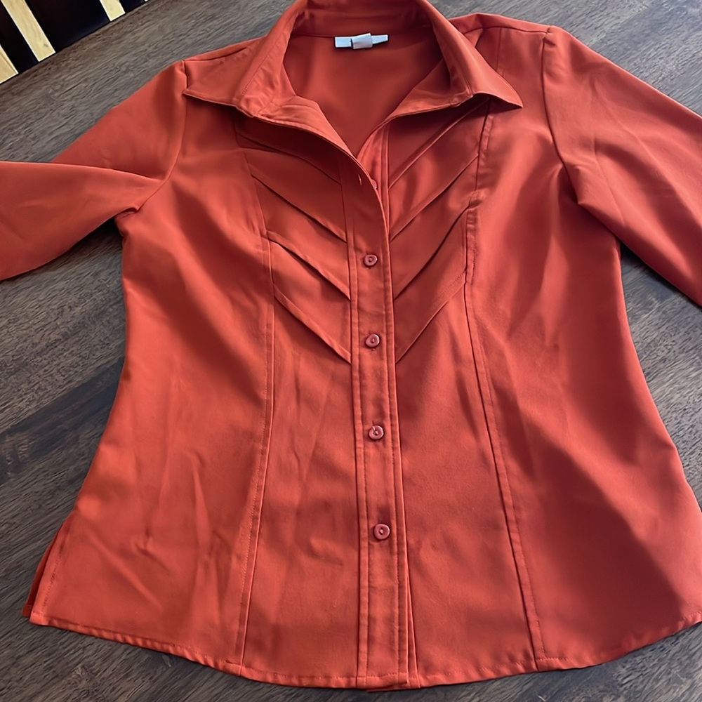 Dressbarn burnt orange button down - Picture 7 of 14